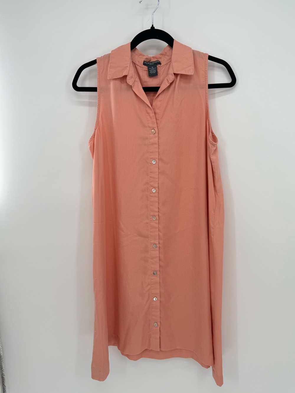 Chelsea & Theodore Tencel Sleeveless Button Front Shirt Dress M Coastal Beach - Picture 2 of 6